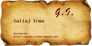 Gallaj Irma névjegykártya